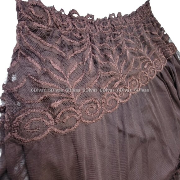 SEXY Mini Skirt Dark Brown Lace Frilly Short Skirt- NEW ! One Size Fits Most - Picture 13 of 15